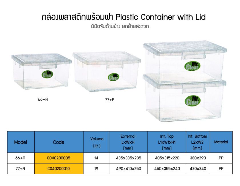 กล่องพลาสติกพร้อมฝา